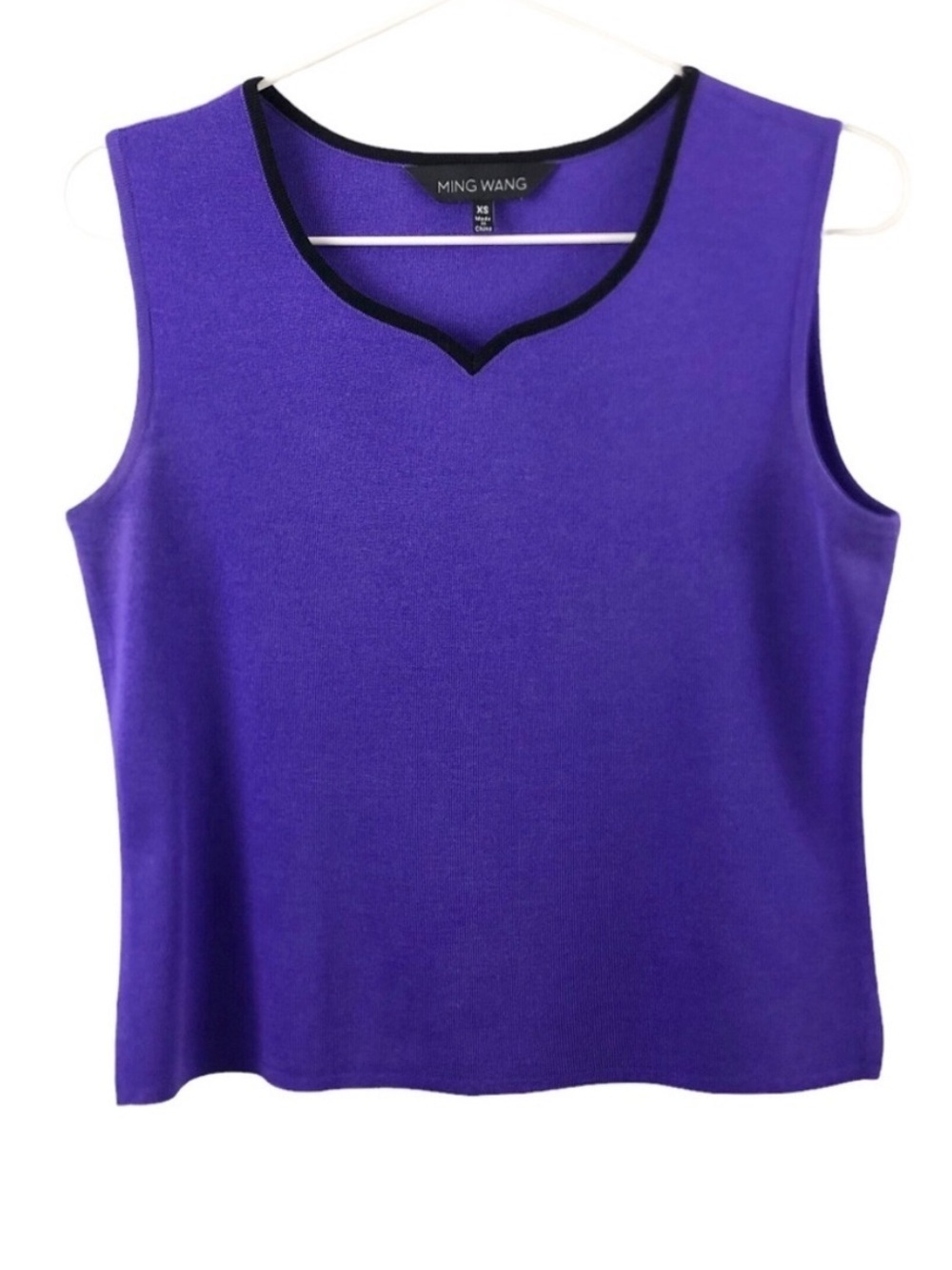 Ming Wang Acrylic Knit Sleeveless V-Neck Tank Top